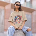 Camiseta Feminina Americana USA Bandeira 100% Algodão Premium - Caqui