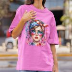 Camiseta Feminina Americana USA Bandeira 100% Algodão Premium - Rosa