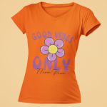 Camiseta Básica Feminina Good Vibes Only Flor 100% Algodão Premium - Laranja