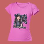 Camiseta Básica Feminina Cavalo Dark Horse Girl 100% Algodão Premium - Rosa
