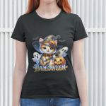 Camiseta Básica Feminina Gatinho Fofo Halloween Violão 100% Algodão Premium - Preto