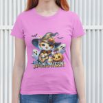 Camiseta Básica Feminina Gatinho Fofo Halloween Violão 100% Algodão Premium - Rosa