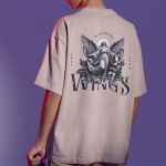 Camiseta Masculina Anjo Bíblico Wings Costas 100% Algodão Premium - Caqui