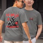 Camiseta Masculina Honra Samurai Frente E Costas 100% Algodão Premium - Chumbo