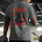 Camiseta Masculina Honra Samurai Frente E Costas 100% Algodão Premium - Chumbo