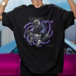 Camiseta Masculina Streetwear Trap Anime Frente E Costas 100% Algodão Premium - Preto