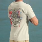 Camiseta Masculina Bushido Dragão Frente E Costas 100% Algodão Premium - Off White