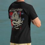 Camiseta Masculina Bushido Dragão Frente E Costas 100% Algodão Premium - Preto