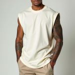 Camiseta Regata Masculina Machão Muscle Lisa 100% Algodão Premium - Off White