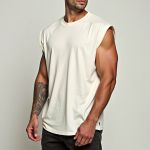 Camiseta Regata Masculina Machão Muscle Lisa 100% Algodão Premium - Off White