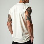 Camiseta Regata Masculina Machão Muscle Lisa 100% Algodão Premium - Off White