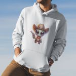 Moletom Unissex Canguru Alien Cowboy Com Capuz - Branco