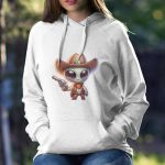 Moletom Unissex Canguru Alien Cowboy Com Capuz - Branco
