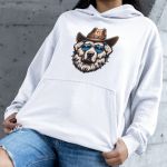 Moletom Unissex Canguru Com Capuz Cachorro Xerife - Branco