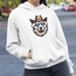 Moletom Unissex Canguru Com Capuz Cachorro Xerife - Branco