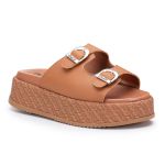 Sandália Plataforma Feminina Aura Com Fivelas Ajustáveis 910-GG - Caramelo