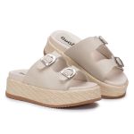 Sandália Plataforma Feminina Aura Com Fivelas Ajustáveis 910-GG - Off White