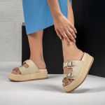 Sandália Plataforma Feminina Aura Com Fivelas Ajustáveis 910-GG - Off White