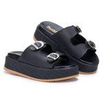 Sandália Plataforma Feminina Aura Com Fivelas Ajustáveis 910-GG - Preto