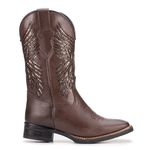 Bota Texana Feminina Dallas Café com Lêiser Bronze 