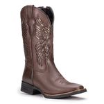 Bota Texana Feminina Dallas Café com Lêiser Bronze 