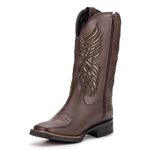 Bota Texana Feminina Dallas Café com Lêiser Bronze 