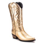 Bota Texana Feminina Metalizado Ouro