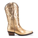 Bota Texana Feminina Metalizado Ouro