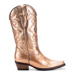 Bota Texana Feminina Metalizado Rose