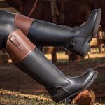 Bota Hipismo Unisex Infantil em Couro Latego Preto e Café