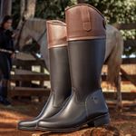 Bota Hipismo Unisex Infantil em Couro Latego Preto e Café