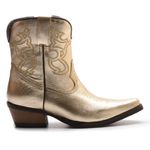 Bota Texana Feminina Cano Curto Metalizado Ouro 