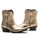 Bota Texana Feminina Cano Curto Metalizado Ouro 