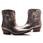 Bota Texana Feminina Cano Curto Metalizado Grafite
