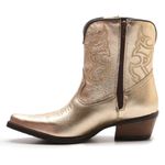 Bota Texana Feminina Cano Curto Metalizado Ouro 