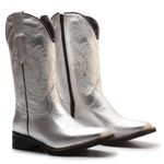 Bota Texana Feminina Metalizado Prata