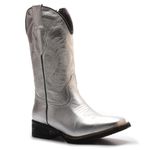 Bota Texana Feminina Metalizado Prata