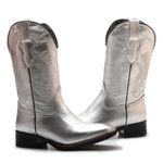Bota Texana Feminina Metalizado Prata