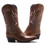 Bota Texana Feminina Florence Terra/Café