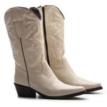 Bota Texana Feminina Napa Off White