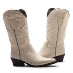 Bota Texana Feminina Napa Off White