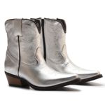 Bota Texana Feminina Cano Curto Metalizado Prata