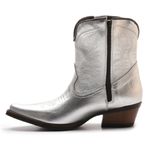 Bota Texana Feminina Cano Curto Metalizado Prata