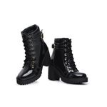 Coturno Sara Feminino Duo Verniz Preto