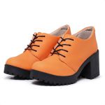 Sapato Feminino Gisele Salto Alto Grosso Laranja