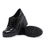 Sapato Feminino Gisele Salto Alto Grosso Verniz Preto