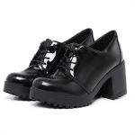 Sapato Feminino Gisele Salto Alto Grosso Verniz Preto
