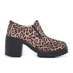 Sapato Feminino Vintage Salto Alto Grosso Onça