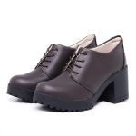 Sapato Feminino Gisele Salto Alto Grosso Café
