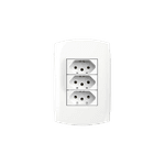 Interruptor 4x2 Simples +1 Tomada 10A Branco Fosco Ekron 